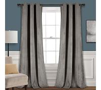 Lush Decor Prima Paire de Rideaux en Velours filtrant la lumière pour Salon, Salle à Manger, Chambre à Coucher, 274,5 cm de Longueur, Gris