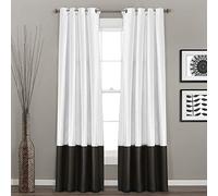 Lush Decor Prima Rideaux de fenêtre Gris pour Salon, Salle à Manger, Chambre à Coucher (Paire), 137,2 x 213,4 cm, 137,2 x 213,4 cm (l x L), Blanc et Noir