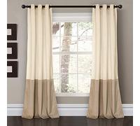 Lush Decor Prima Rideaux en Velours filtrant la lumière pour Salon, Salle à Manger, Chambre à Coucher (Paire), 96,5 x 213,4 cm (l x L), Ivoire et Taupe