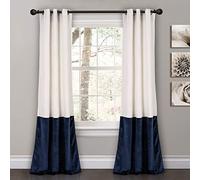 Lush Decor Prima Rideaux en Velours filtrant la lumière pour Salon, Salle à Manger, Chambre à Coucher (Paire), 96,5 x 213,4 cm (l x L), Blanc et Bleu Marine