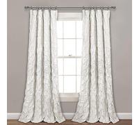 Lush Decor Ravello Panneau de Rideau de fenêtre nervuré Simple, 132,1 cm de Large x 213,4 cm de Long, Blanc - Décoration plissée de Luxe - Design texturé Chic - Décoration de fenêtre Glamour