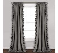 Lush Decor Reyna Lot de 2 Rideaux à Volants - 137,2 x 213,4 cm, Gris - Ensemble Fluide et Romantique pour Chambre à Coucher, Salon ou Salle à Manger