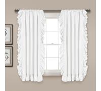 Lush Decor Reyna Lot de 2 Rideaux de fenêtre à Volants - 137,2 x 114,3 cm (l x L), Blanc - Ensemble de Rideaux fluides - Rideaux à Volants romantiques pour Chambre à Coucher, Salon ou Salle à Manger