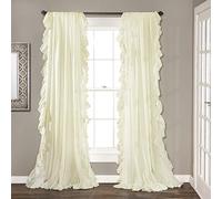 Lush Decor Reyna Lot de 2 rideaux de fenêtre à volants - 137,2 x 241,3 cm (l x L) - Ivoire - Ensemble de rideaux fluides - Rideaux à volants romantiques pour chambre à coucher, salon ou salle à manger