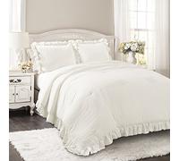 Lush Decor Reyna Parure de lit 3 pièces, Blanc, très Grand lit californien