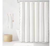 Lush Decor Rideau de Douche à Bords festonnés en Lin texturé Gris/Blanc Simple 183 x 183 cm - Charme élégant et abordable pour décoration de Salle de Bain