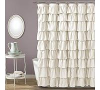 Lush Decor Rideau de Douche à Volants | Texture Florale Vintage Chic Style Ferme, Ivoire, 183 x 182,9 cm