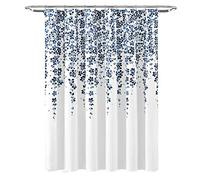 Lush Decor Rideau de Douche en Tissu avec imprimé Floral et Vigne, 182,9 x 182,9 cm, Bleu Marine et Bleu