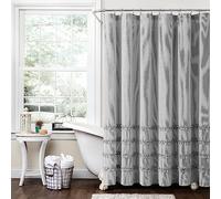 Lush Decor Rideau de Douche Vintage en Coton Teint à Rayures, 183 x 183 cm, Noir
