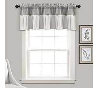 Lush Decor Rideau de fenêtre à Boutons en Lin, 45,7 x 132,1 cm (L x l), Gris et Blanc