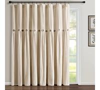 Lush Decor Rideau de fenêtre à Boutons en Lin (Panneau Simple), 213,4 cm de Long x 254 cm de Large, Lin foncé