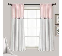 Lush Decor Rideau de fenêtre à Boutons en Lin - Panneau Simple, Blush et Blanc, 160 cm de Long x 101,6 cm