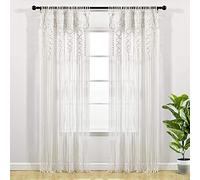 Lush Decor Rideau de fenêtre bohème en Coton texturé en macramé, 213,4 cm (L) x 101,6 cm (l) - Blanc