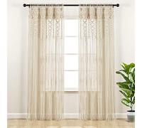 Lush Decor Rideau de fenêtre/séparateur de pièce/Porte/décoration Murale en Coton texturé macramé bohème - 241,3 x 101,6 cm (L x l) - Neutre