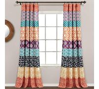 Lush Decor Rideaux à Rayures bohème 241,3 x 132,1 cm Fuchsia et Orange