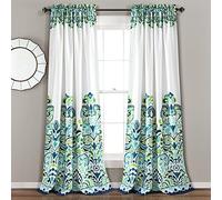 Lush Decor, Rideaux Clara Bleu et Vert Motif Cachemire damassé Style bohémien pour Salon, Salle à Manger, Chambre à Coucher (Paire), 213,4 x 132,1 cm