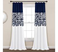 Lush Decor Rideaux occultants à imprimé Jardin Bleu Marine pour Salon, Salle à Manger, Chambre à Coucher (Paire), 241,3 cm de Long x 132,1 cm de Large, 241,3 x 132,1 cm