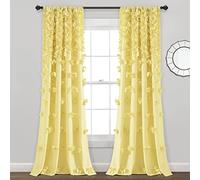 Lush Decor Riley Panneau de rideau de fenêtre fait à la main avec nœuds charmants - Rideau simple élégant filtrant la lumière pour salon, salle à manger ou chambre à coucher - 137,2 x 213,4 cm (l x L)