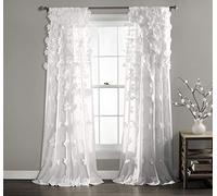 Lush Decor Riley Panneau de Rideau de fenêtre Fait à la Main avec nœuds charmants - Rideau Simple élégant filtrant la lumière pour Salon, Salle à Manger ou Chambre à Coucher - 137,2 x 213,4 cm (l x