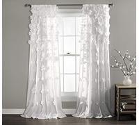 Lush Decor Riley Panneau de Rideau de fenêtre Fait à la Main avec nœuds charmants - Rideau Simple élégant filtrant la lumière pour Salon, Salle à Manger ou Chambre à Coucher - 137,2 x 241,3 cm (l x