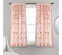 Lush Decor Riley Rideau de fenêtre à Volants texturés pour Salon, Salle à Manger, Chambre (Simple) 160 x 137 cm Rose poudré, L