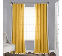 Lush Decor Rosalie Paire de Rideaux de fenêtre Style Rustique pour Salon, Salle à Manger, Chambre à Coucher 213,4 x 137,2 cm Jaune 213,4 x 137,2 cm
