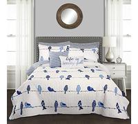 Lush Decor Rowley Birds Parure de lit 7 pièces pour très Grand lit Bleu Marine