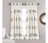 Lush Decor Rowley Paire de Rideaux de fenêtre filtrant la lumière Motif Oiseaux Jaune et Gris 132,1 cm de Large x 160 cm de Long - Imprimé Floral coloré - Rideaux Fantaisie et ludiques pour Chambre à
