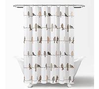 Lush Decor Rowley Rideau de Douche Motif Oiseaux, 182,9 cm de Large x 182,9 cm de Long, Blush et Gris - Motif Floral coloré - Rideau de Douche Oiseau fantaisiste et ludique - Décoration de Salle de