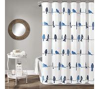 Lush Decor Rowley Rideau de Douche Motif Oiseaux et Fleurs Bleu Marine