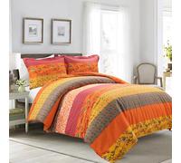 Lush Decor Royal Empire Parure de lit réversible 3 pièces en Coton pour lit King Size Mandarine