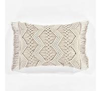 Lush Decor Studio Housse de Coussin décorative rectangulaire en macramé à Chevrons - 50,8 x 33 cm (l x L) - Neutre - pour lit, canapé ou Chaise