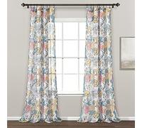 Lush Decor Sydney Paire de Rideaux de fenêtre Transparents, 213,4 cm de Long x 132,1 cm de Large, Bleu et Blanc