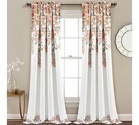 Lush Decor Tanisha Lot de 2 Panneaux de fenêtre filtrant la lumière, imprimé Floral de Vigne, Beau, Moderne et élégant, décoration d'intérieur, 132,1 cm de Large x 213,4 cm de Long, Blush et Gris
