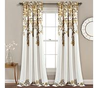 Lush Decor Tanisha Lot de 2 Panneaux de fenêtre filtrant la lumière, imprimé Floral de Vigne, Beau, Moderne et élégant, décoration d'intérieur, 132,1 cm de Large x 213,4 cm de Long, Neutre et Gris