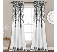 Lush Decor Tanisha Paire de Rideaux de fenêtre filtrant la lumière, 241,3 cm de Long x 132,1 cm de Large, Noir et Blanc