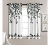 Lush Decor Tanisha Paire de Rideaux de fenêtre filtrant la lumière Noir et Blanc 160 x 132 cm