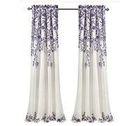 Lush Decor Tanisha Paire de Rideaux occultants à imprimé Floral Violet et Gris, 241,3 x 132,1 cm