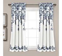 Lush Decor Tanisha Paire de Rideaux occultants pour fenêtre - 160 cm (L) x 132,1 cm (l) + tête de 5,1 cm - Bleu Marine et Blanc