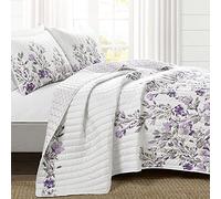 Lush Decor Tanisha Parure de lit réversible 5 pièces, Gris et Violet, lit Double/Grand lit