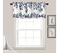 Lush Decor Tanisha Rideau cantonnière filtrant la lumière, imprimé Floral de Vigne, Beau, Moderne, élégant, décoration d'intérieur, 132,1 cm de Large x 45,7 cm de Long, Bleu Marine et Blanc