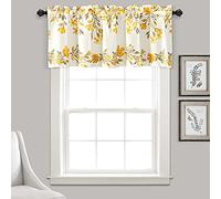 Lush Decor Tanisha Rideau cantonnière filtrant la lumière, imprimé Floral de Vigne, Beau, Moderne et élégant, décoration d'intérieur, 132,1 cm de Large x 45,7 cm de Long, Jaune et Gris