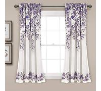 Lush Decor Tanisha Rideaux occultants pour fenêtre à imprimé Floral (Paire), 132,1 cm de Large x 160 cm de Long, Violet et Gris