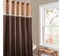 Lush Decor Terra Rideau de Douche en Tissu rayé Neutre décoration de Salle de Bain, Polyester, Marron/Beige, 182,88 x 182,88 cms