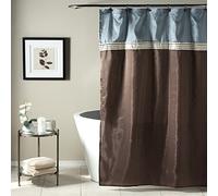 Lush Decor Terra Rideau de Douche, Polyester, Blue/Chocolate, 72 x 72 in.