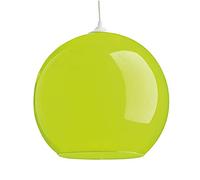 Lussiol - Abat-Jour Shadow Colors pour Suspension - Boule/Globe Verre Fini en Vert Anis dans la Masse - Rétro ou Contemporain, Vendu avec le Cable de Fixation Blanc