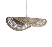 Lussiol - Luminaire Ondine, lustre bohème, naturel - lampe suspendue en rotin tressé naturel - cable plastique blanc, douille E27 - possibilité ampoule LED - 60W maxi, Diam. 60 x H. 10 cm