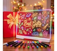 Lustaled 35x25CM Tableau Lumineux Message LED Rechargeable | Tablette Lumineuse Dessin,7+3 Modes D’Éclairage,Luminosité Réglable,12 Marqueurs Colorés,Maison, Café, Bureau, Anniversaire