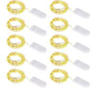 LustLocke 10 Guirlande Lumineuse à Piles, 1M 10 LED Mini Guirlande LED Fil de Cuivre Fairy Lights Girlande Lumière, pour Décoration Noël Fête Mariage Jardin Terrasse Pelouse Maison, Blanc Chaud (10)