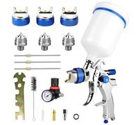 LustLocke HVLP Professionnel Pistolet Peinture Gravité 3 Buses (1,4/1,7/2,0 mm), Pistolet Air Comprimé 600 ML - Spray Gun Voiture, Meuble, Bois, Métal